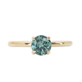 1.01ct Teal Green Montana Sapphire Classic 4 Prong Solitaire in 14k Yellow Gold