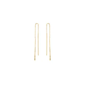 14k Hammered Short Wire Threader Earrings