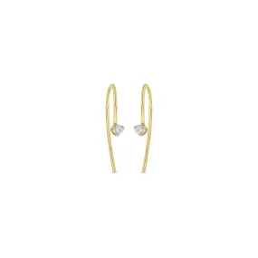 14k Prong Diamond Short Wire Threader Earrings