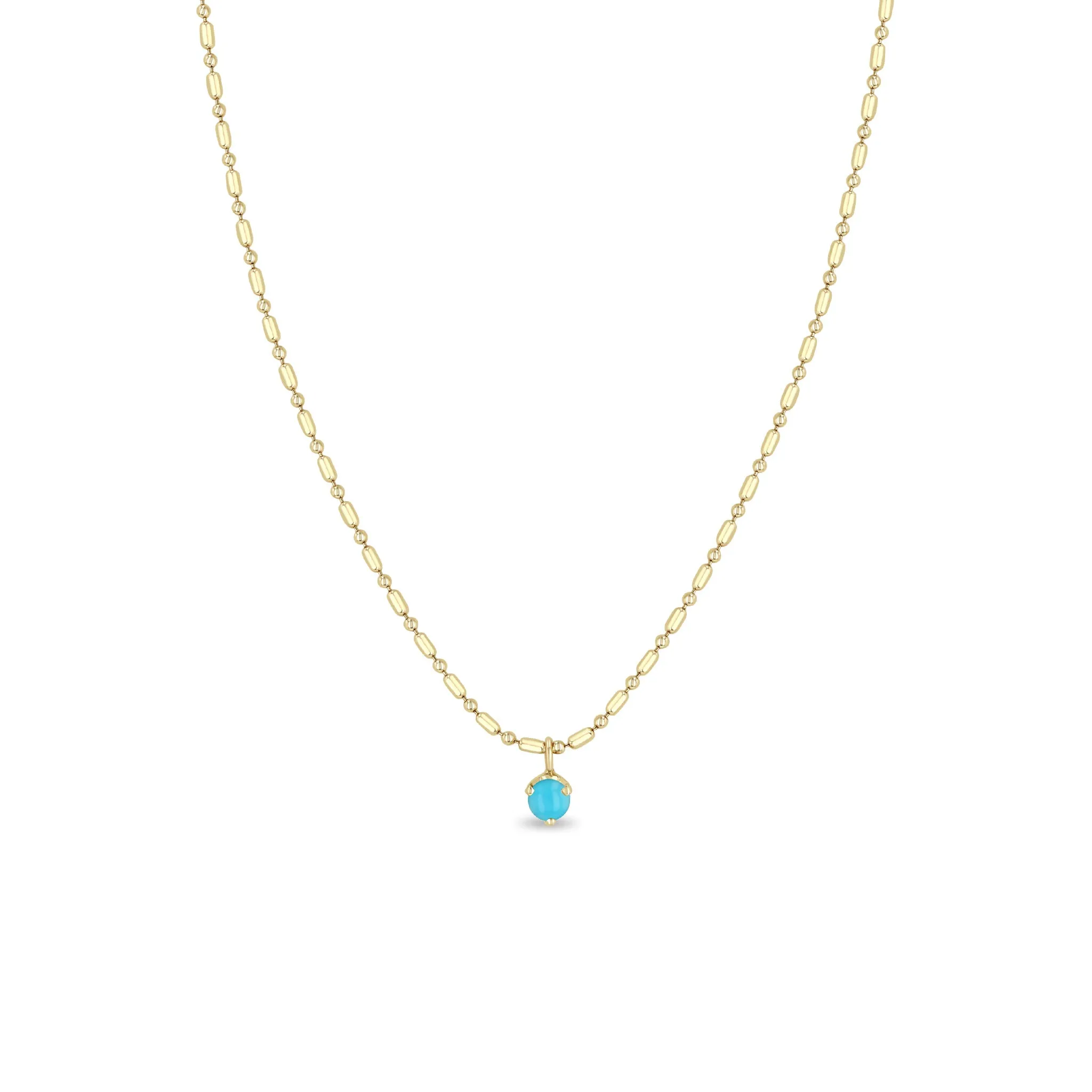 14k Turquoise Pendant Tube Bar Chain Necklace