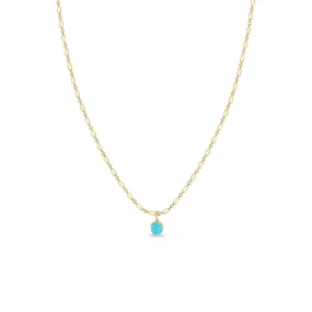 14k Turquoise Pendant Tube Bar Chain Necklace