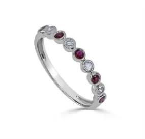 18KW Diamond & Ruby Fashion Band