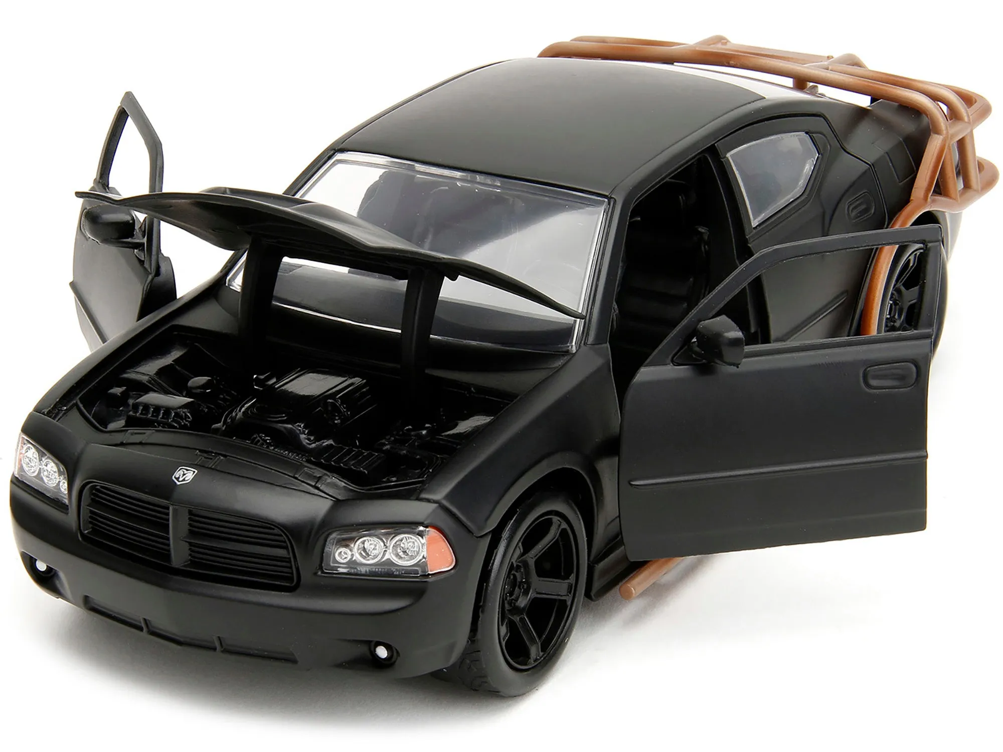 2006 Dodge Charger Matt Black with Outer Cage Fast & Furious Movie 1/24 Diecast Model Car by Jada