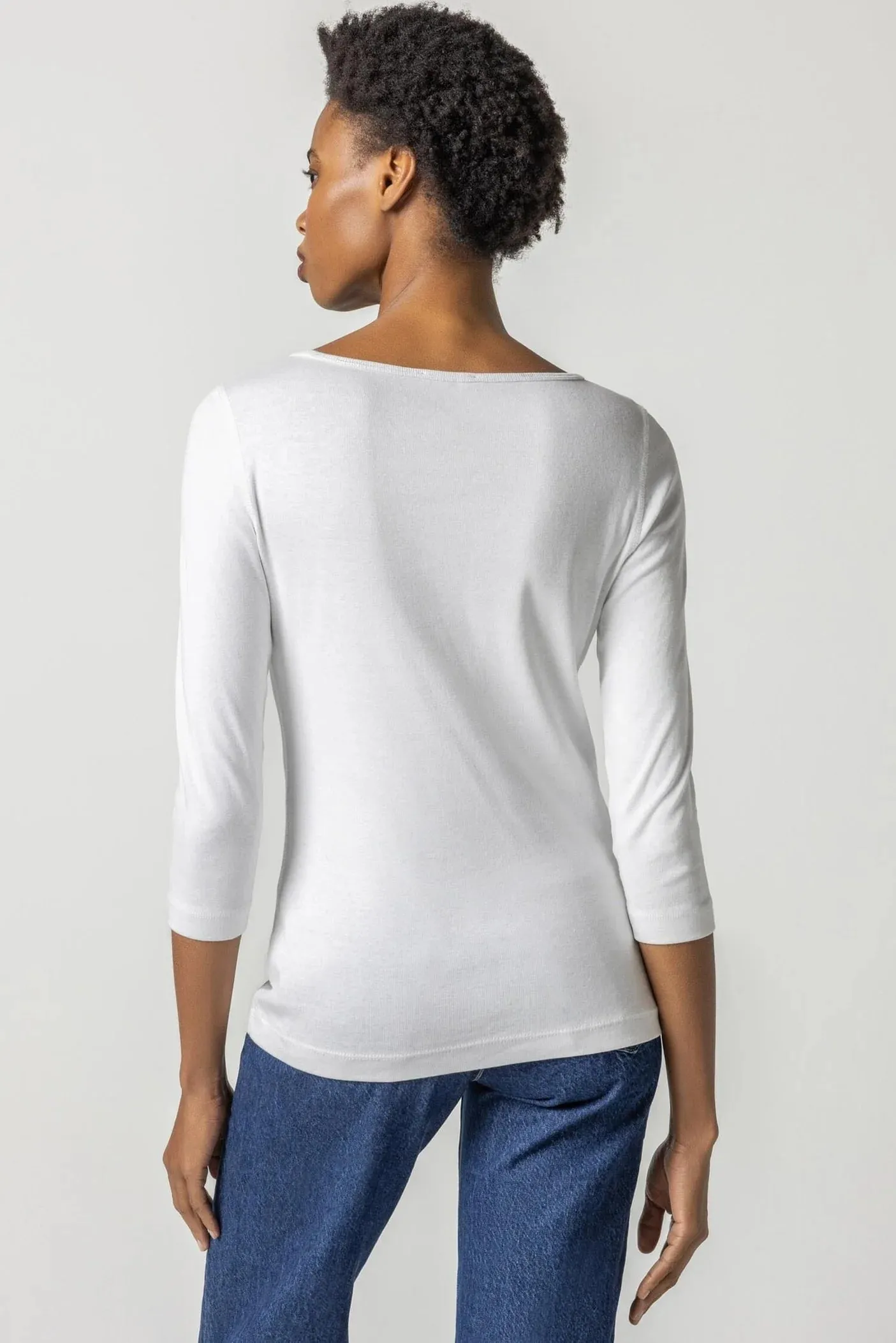 3/4 SLEEVE BOATNECK (WHITE) - LILLA P