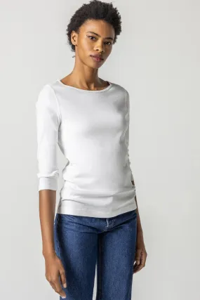 3/4 SLEEVE BOATNECK (WHITE) - LILLA P