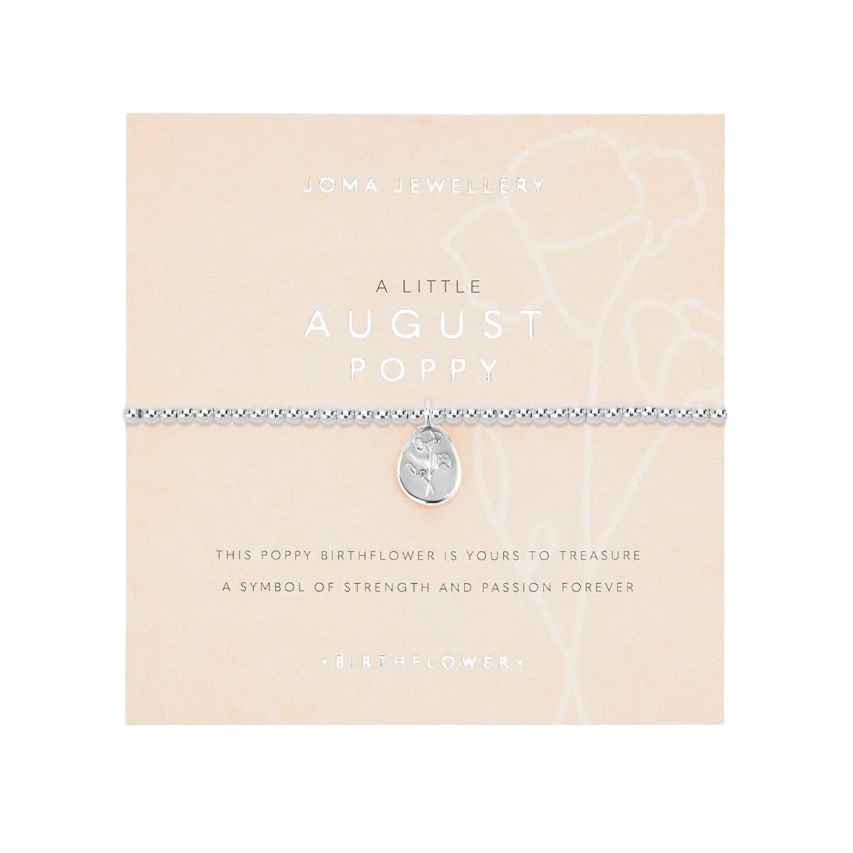 A Little 'August' Poppy Birthflower Bracelet | Silver Plated