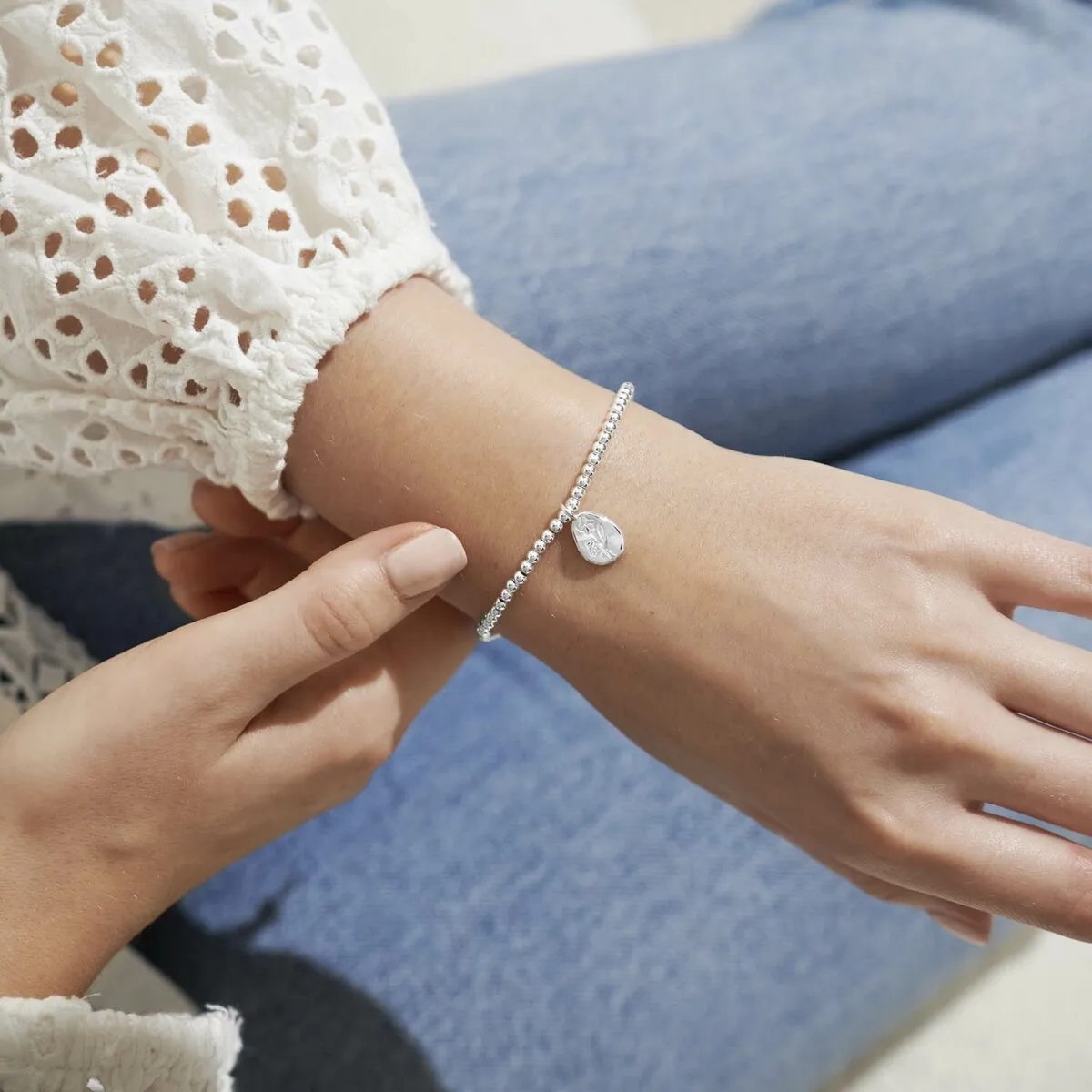 A Little 'February' Violet Birthflower Bracelet | Silver Plated