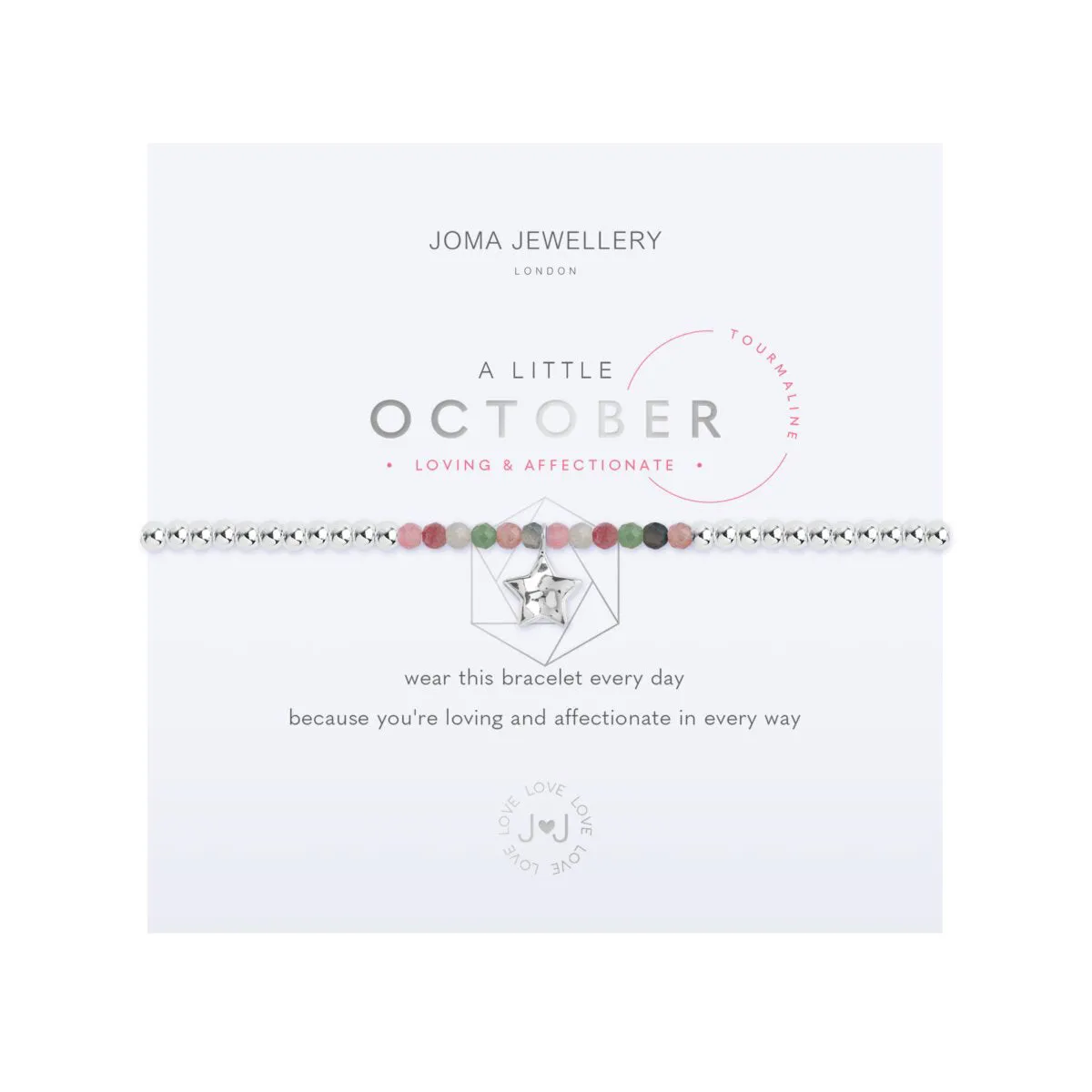 A Little October Birthstone Bracelet | Silver Plated with Tourmaline