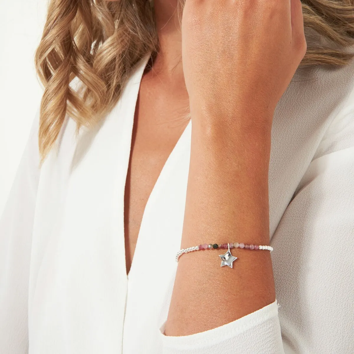 A Little October Birthstone Bracelet | Silver Plated with Tourmaline