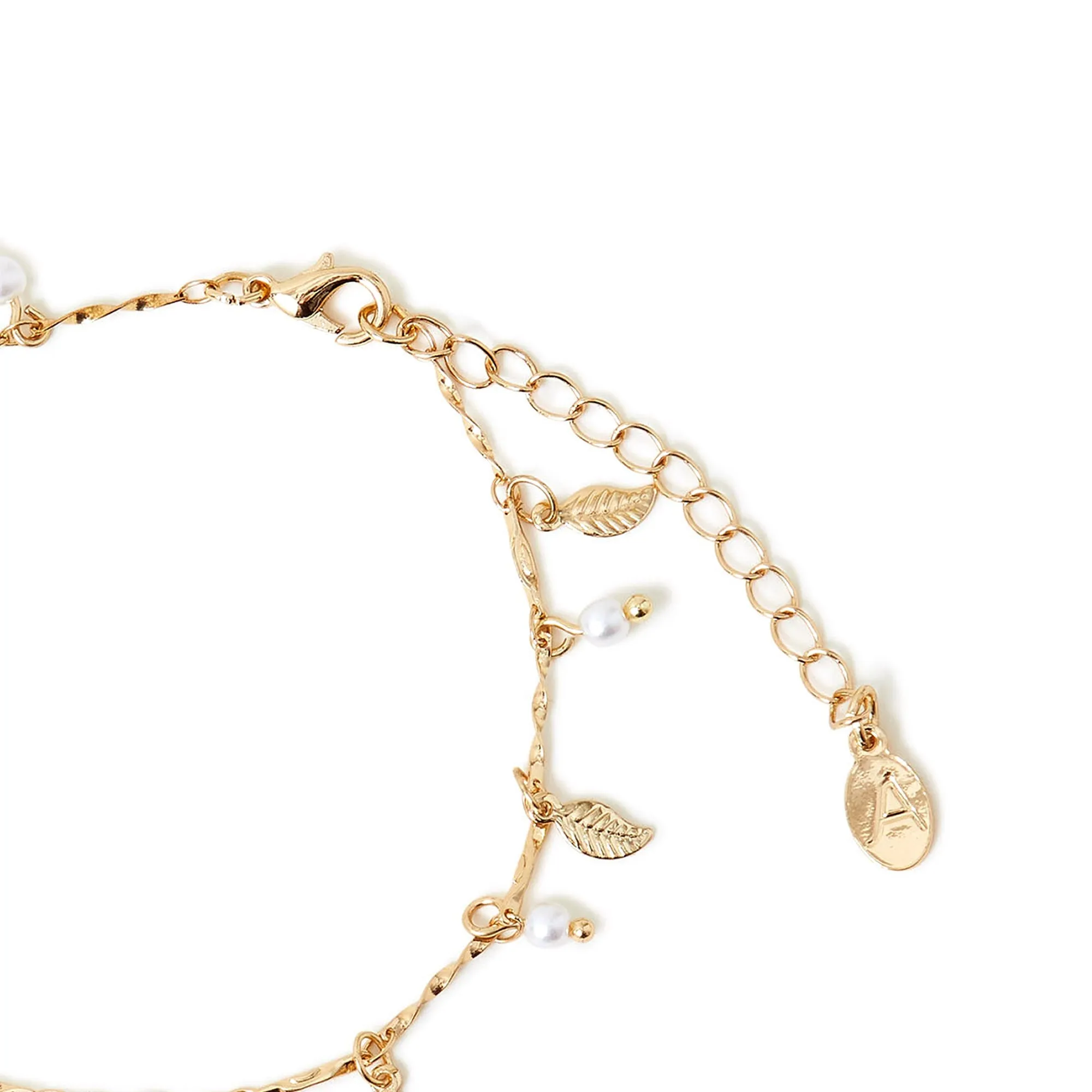 Accessorize London Women's Gold And Leaf Anklet