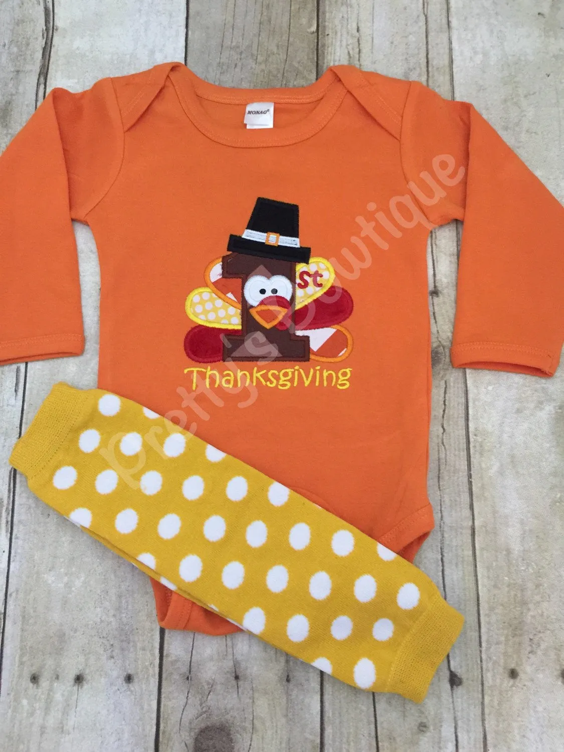 Baby boys 1st Thanksgiving Bodysuit or Shirt and legwarmers -- 1st thanksgiving