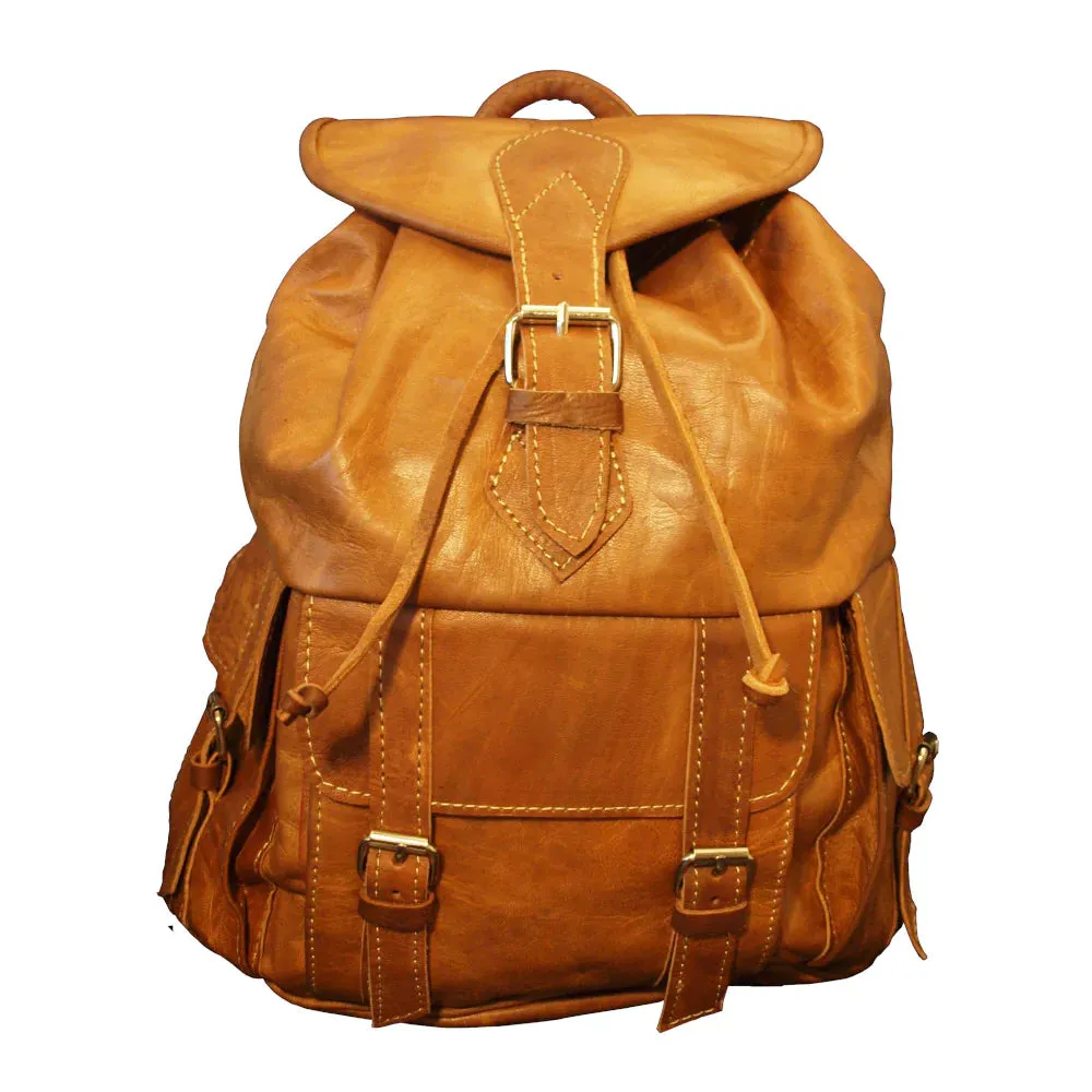 Berber Leather Large Leather Rucksack - Tan