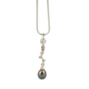 Brian Keeney 14K White And Rose Gold Diamond And Pearl Pendant