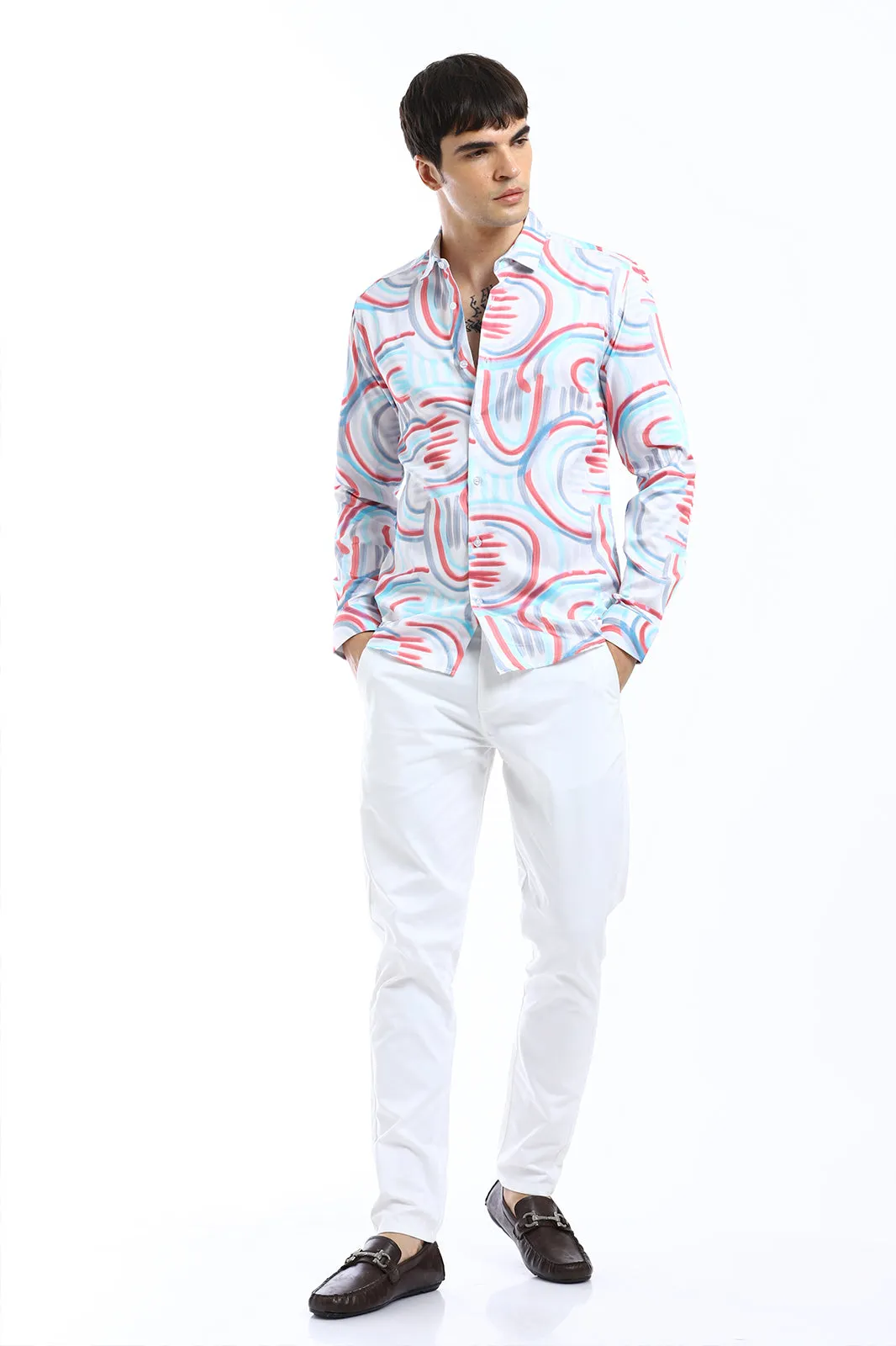 Brush Stroke Full Sleeve Printed Shirt