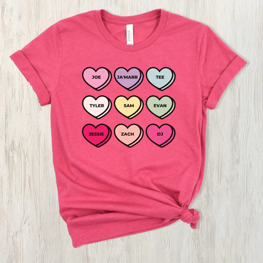 Candy Hearts Valentine Graphic Short Sleeve Tee