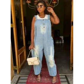 Cargo Denim Buttoned Jumpsuit