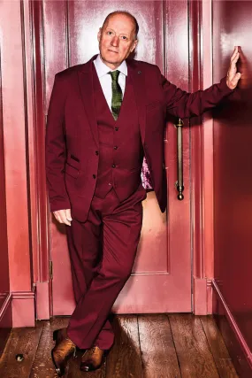 Comedian Ade Edmondson In MAX Wine Three Piece Suit