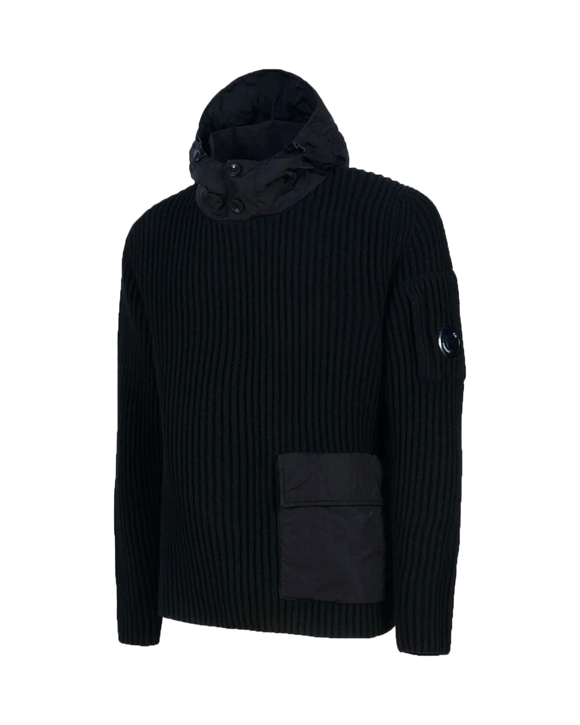 CP Company Lambswool Mixed Hooded Knit Nero