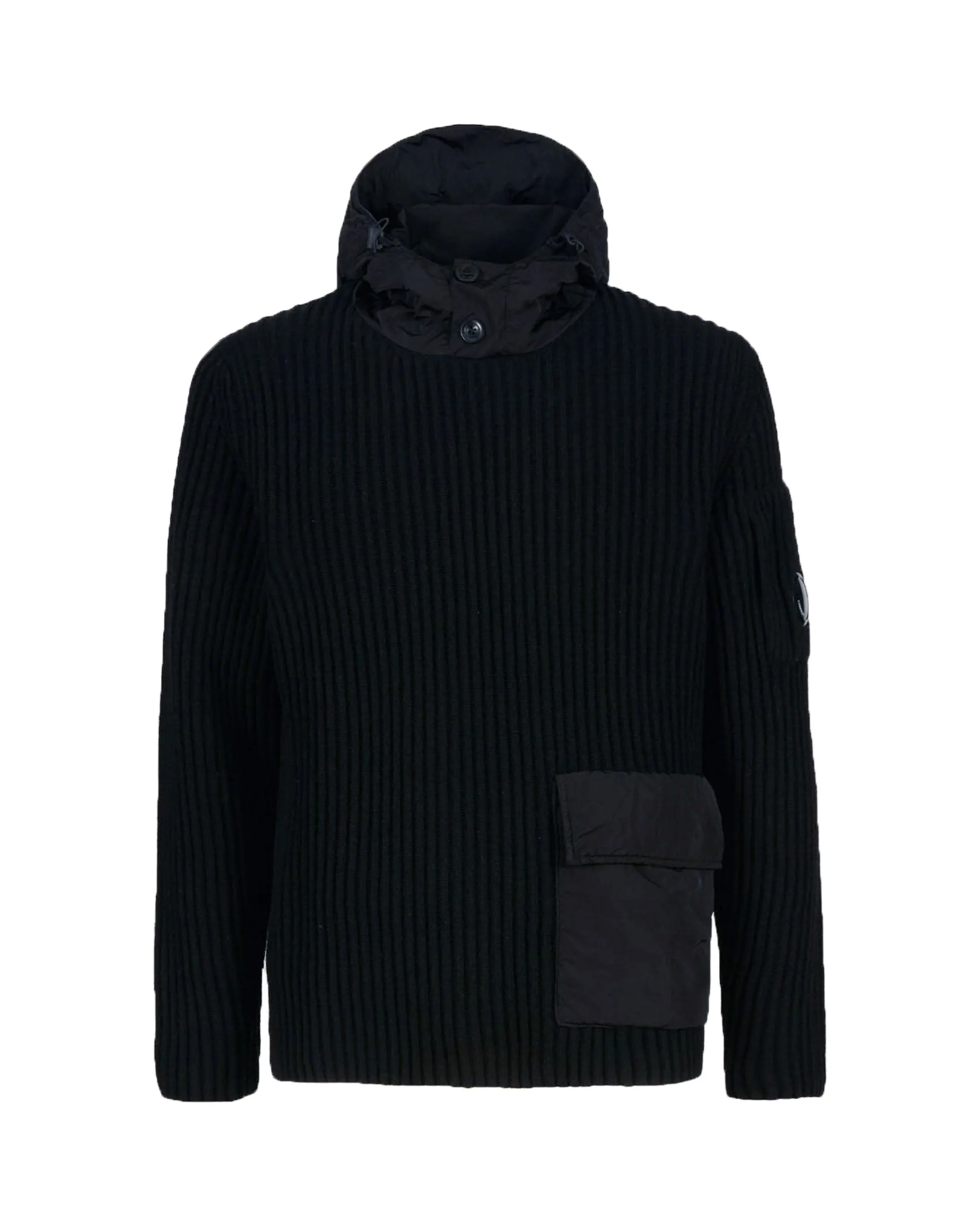 CP Company Lambswool Mixed Hooded Knit Nero