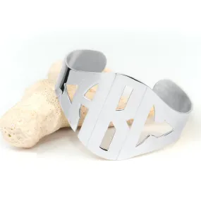 Cut Out Block Monogram Bangle Cuff Bracelet