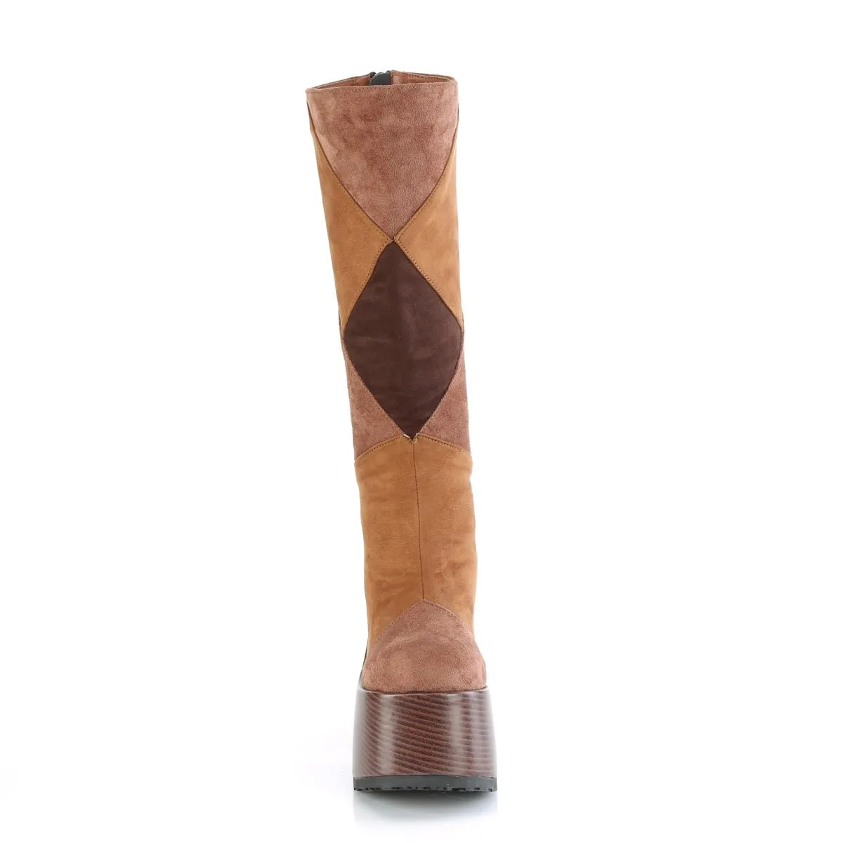 Demonia CAMEL-280 | Brown Vegan Suede Knee High Boots