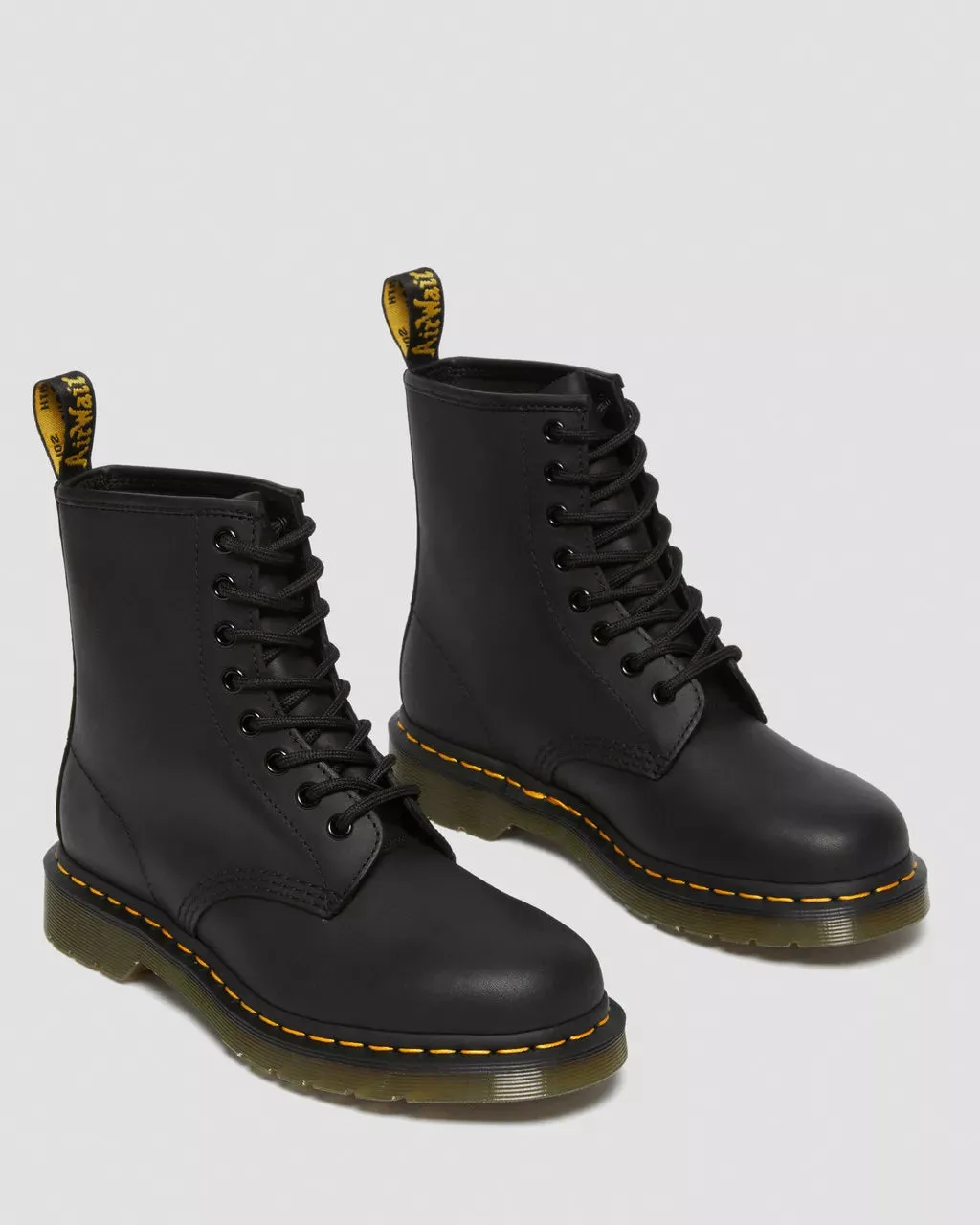 Doc Martens UNISEX 1460 GREASY LEATHER LACE UP BOOTS (BLACK GREASY LEATHER)