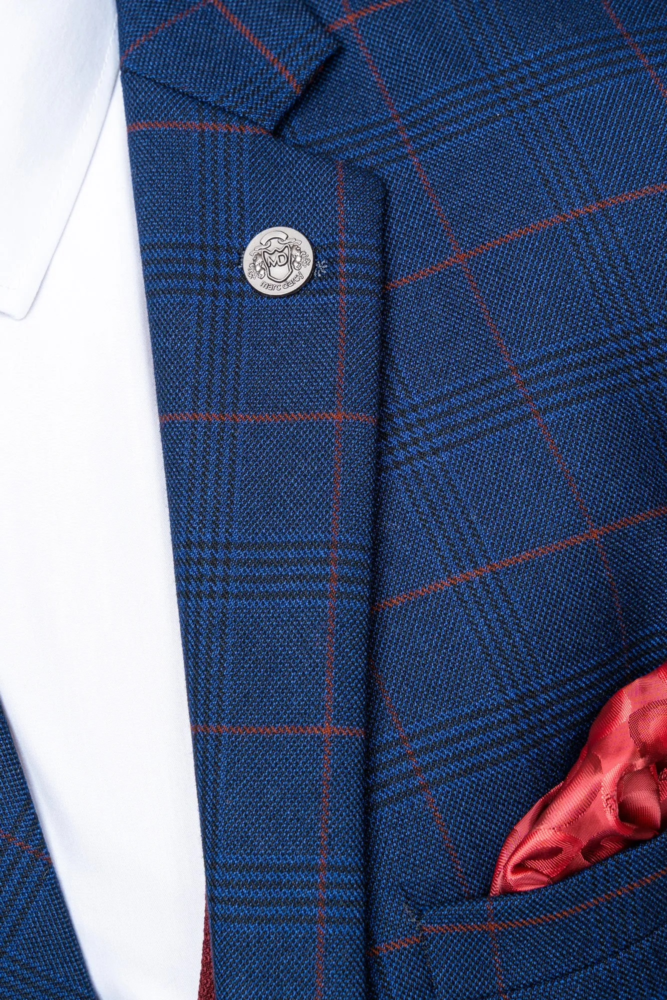 EDINSON - Navy Check Suit with Kelvin Wine Waistcoat