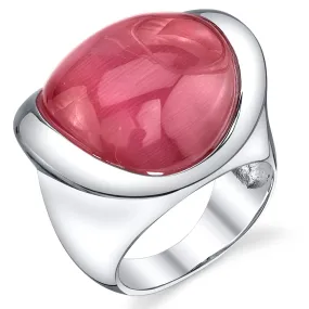 Fuchsia Cat's Eye Sterling Silver Ring Size 8