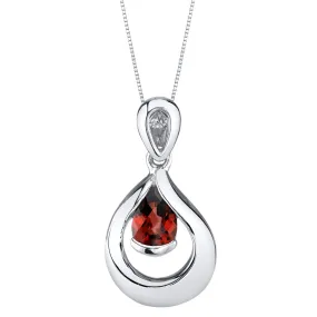 Garnet Pendant Sterling Silver Pear Shape 0.75 carat