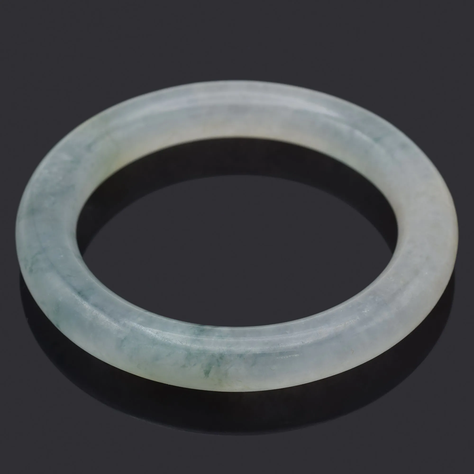 GIA Certified Translucent Mottled Green Jadeite Jade Bangle Bracelet