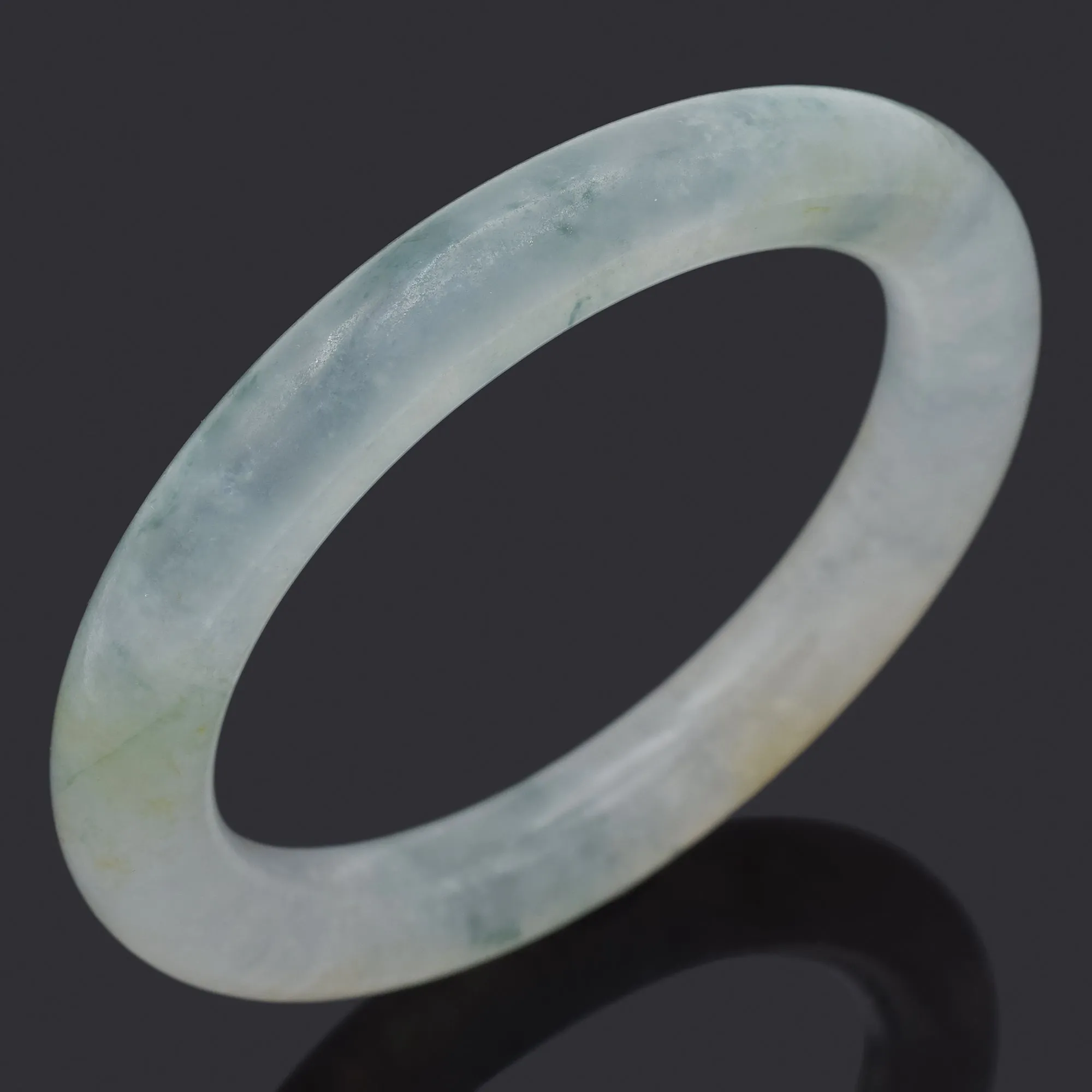 GIA Certified Translucent Mottled Green Jadeite Jade Bangle Bracelet