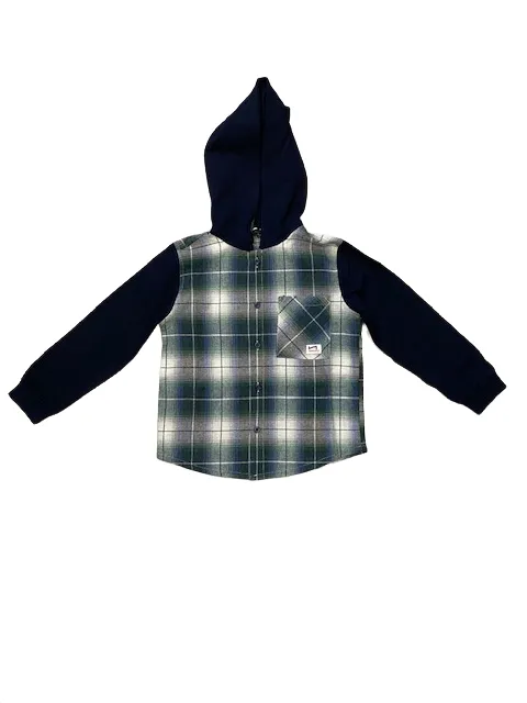 Hangar93 children's hooded shirt with checked pattern Z2658B FANT01 green