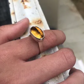 High seat oval citrine ring