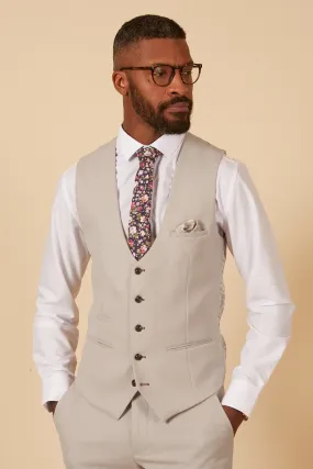 HM5 - Stone Single Breasted Waistcoat