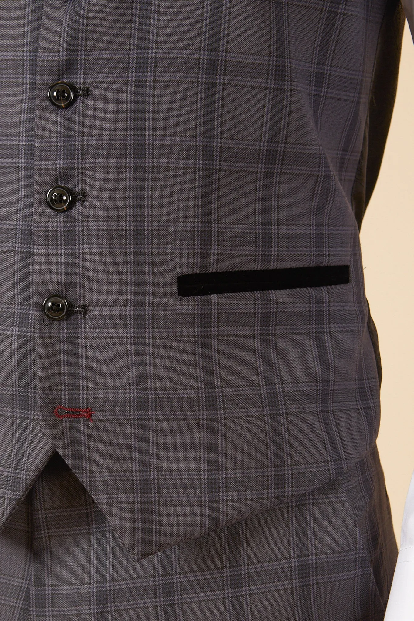 JOSE - Grey Check Single Breasted Waistcoat