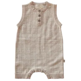 Jujo Pointelle Line Onesie - Sand