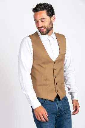 KELLY - Tan Single Breasted Waistcoat