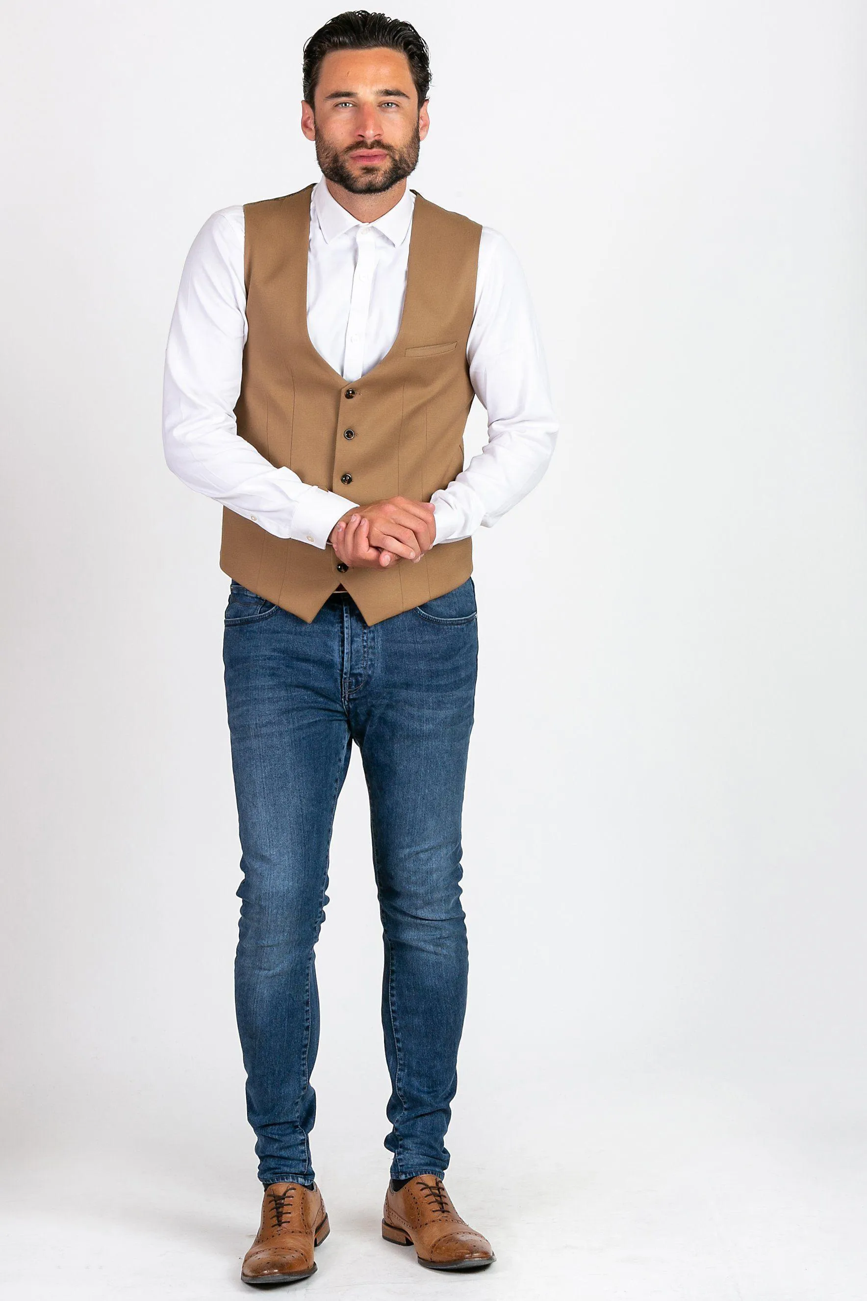 KELLY - Tan Single Breasted Waistcoat