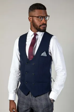 KELVIN - Navy Double-Breasted Waistcoat