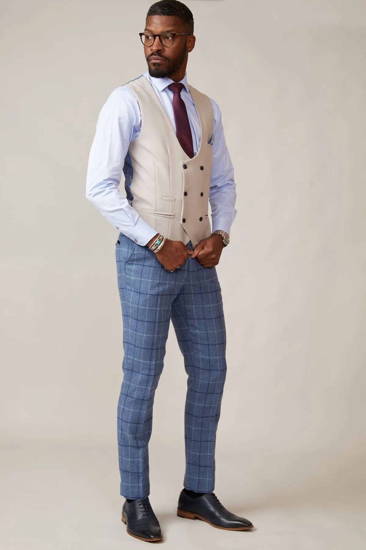 KELVIN - Stone Double Breasted Waistcoat