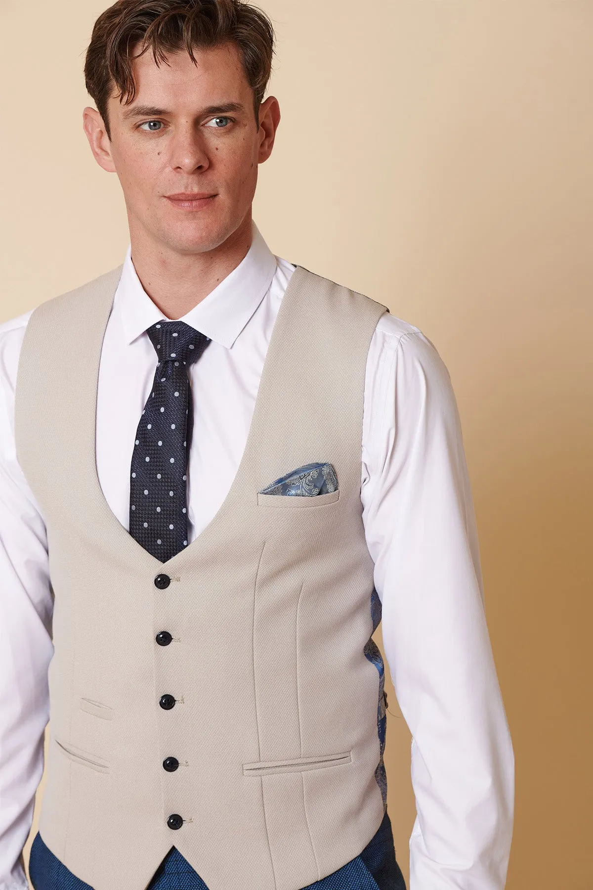 KELVIN - Stone Single Breasted Waistcoat