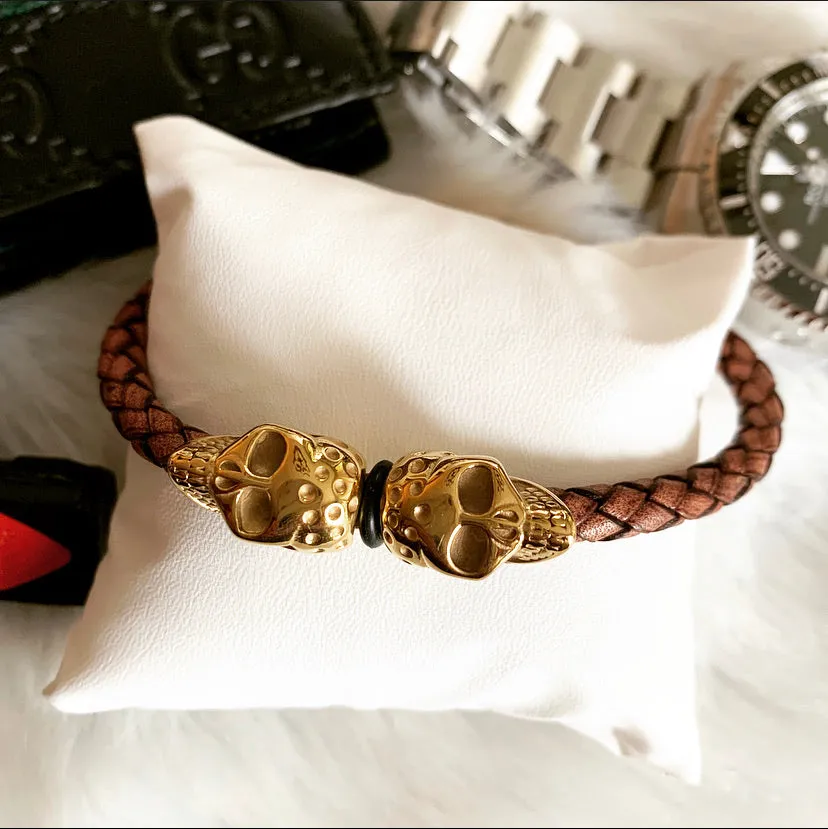 Knox Genuine Leather Skull Bracelet