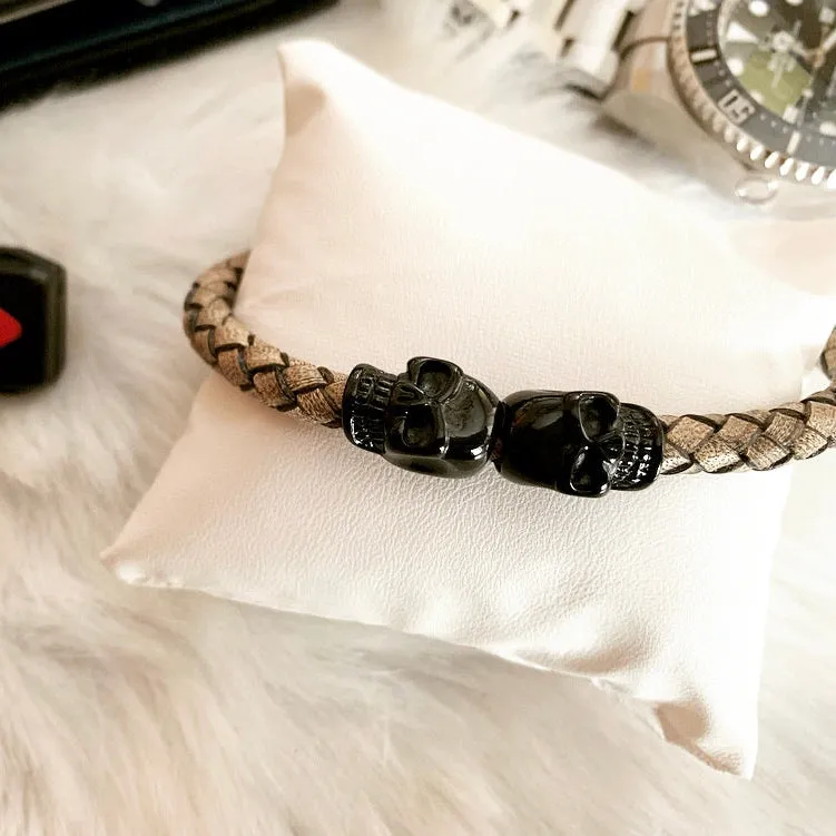 Knox Genuine Leather Skull Bracelet