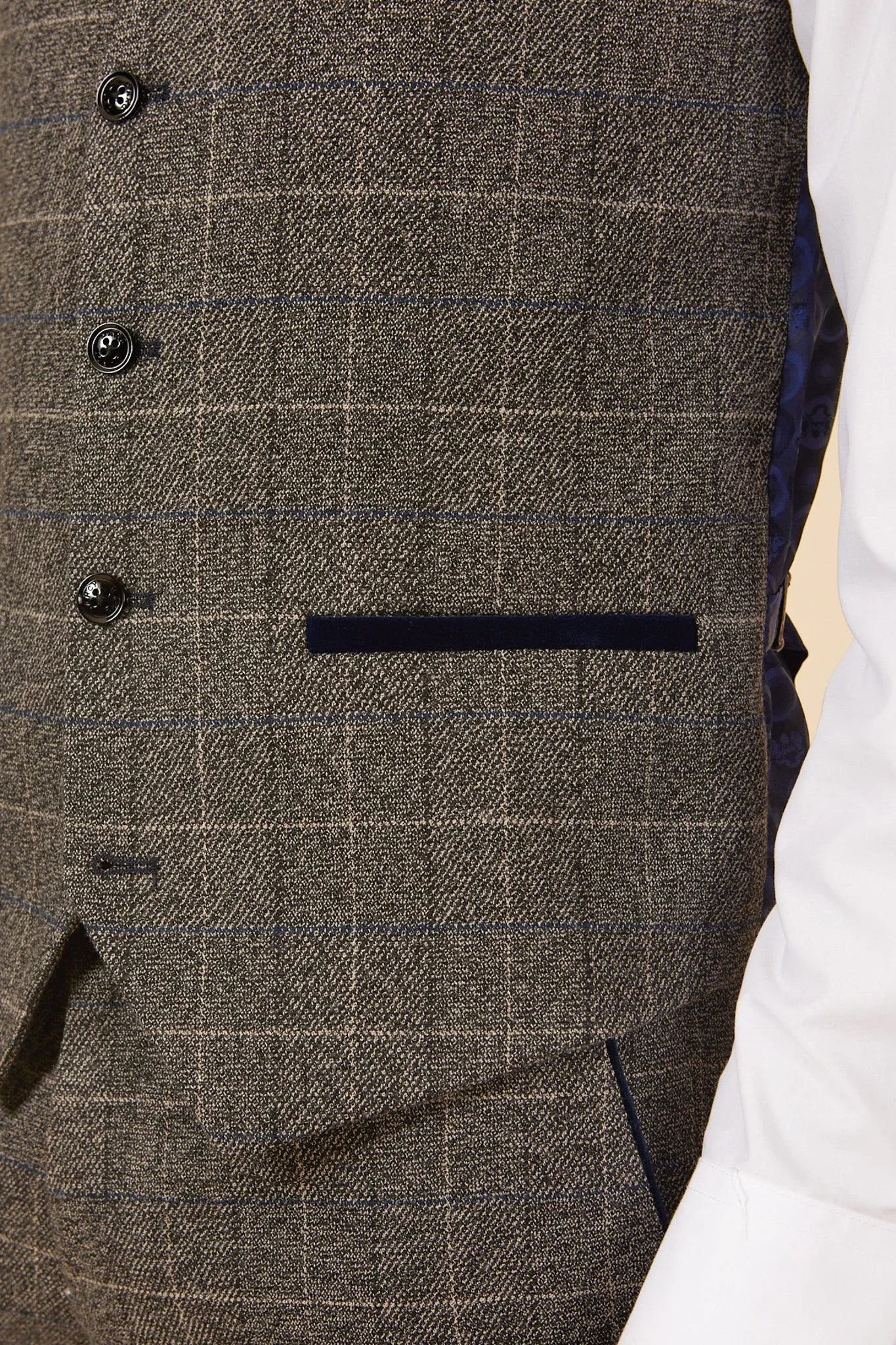 LEN SCOTT - Grey Tweed Check Waistcoat