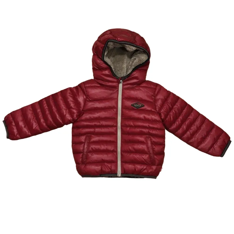 Levi's Kids Sherpa-lined children's hooded down jacket 6EF434 8EF434-R8B dark red