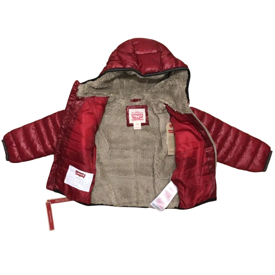 Levi's Kids Sherpa-lined children's hooded down jacket 6EF434 8EF434-R8B dark red