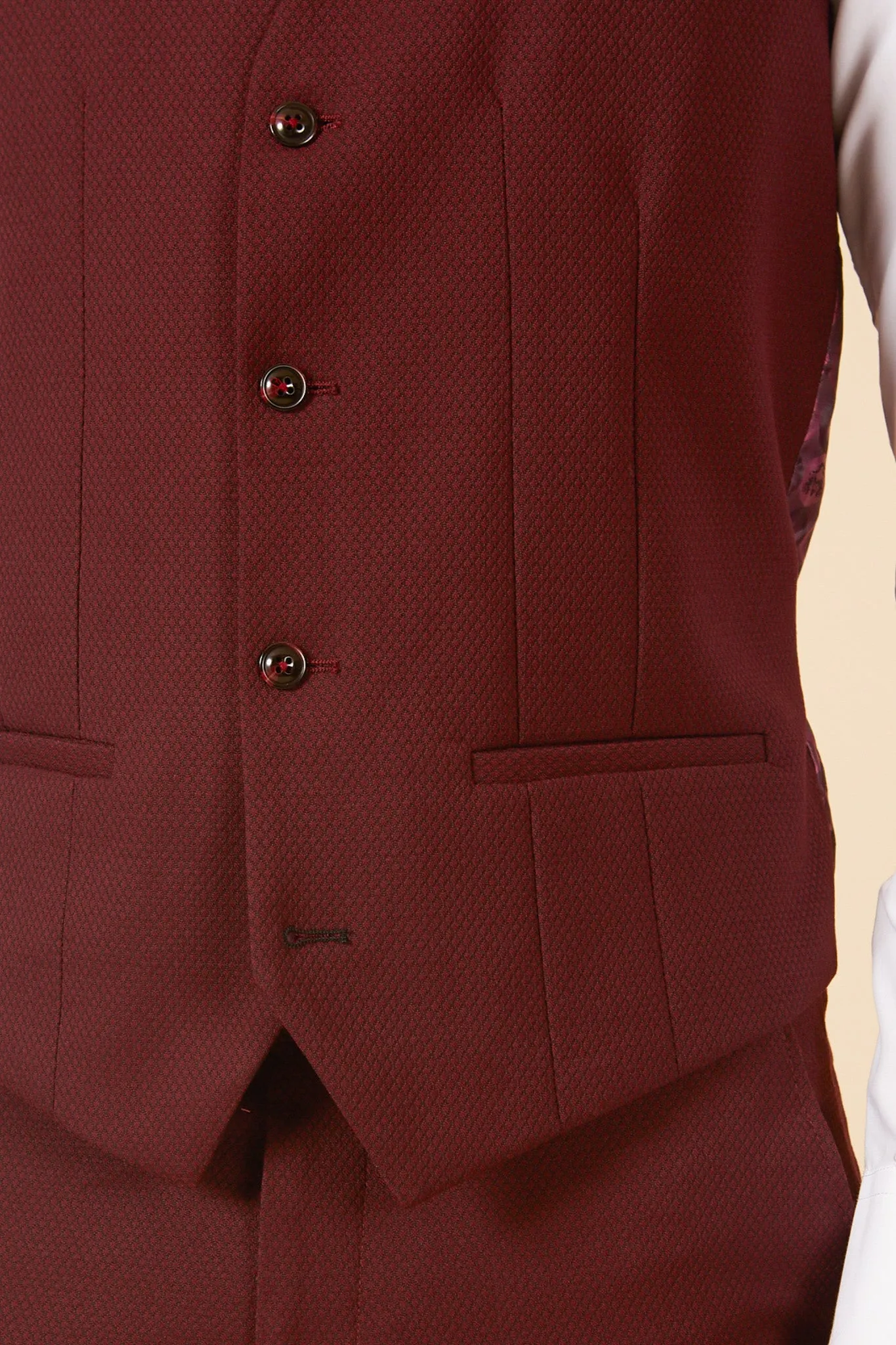 MAX - Wine Single Breasted Waistcoat