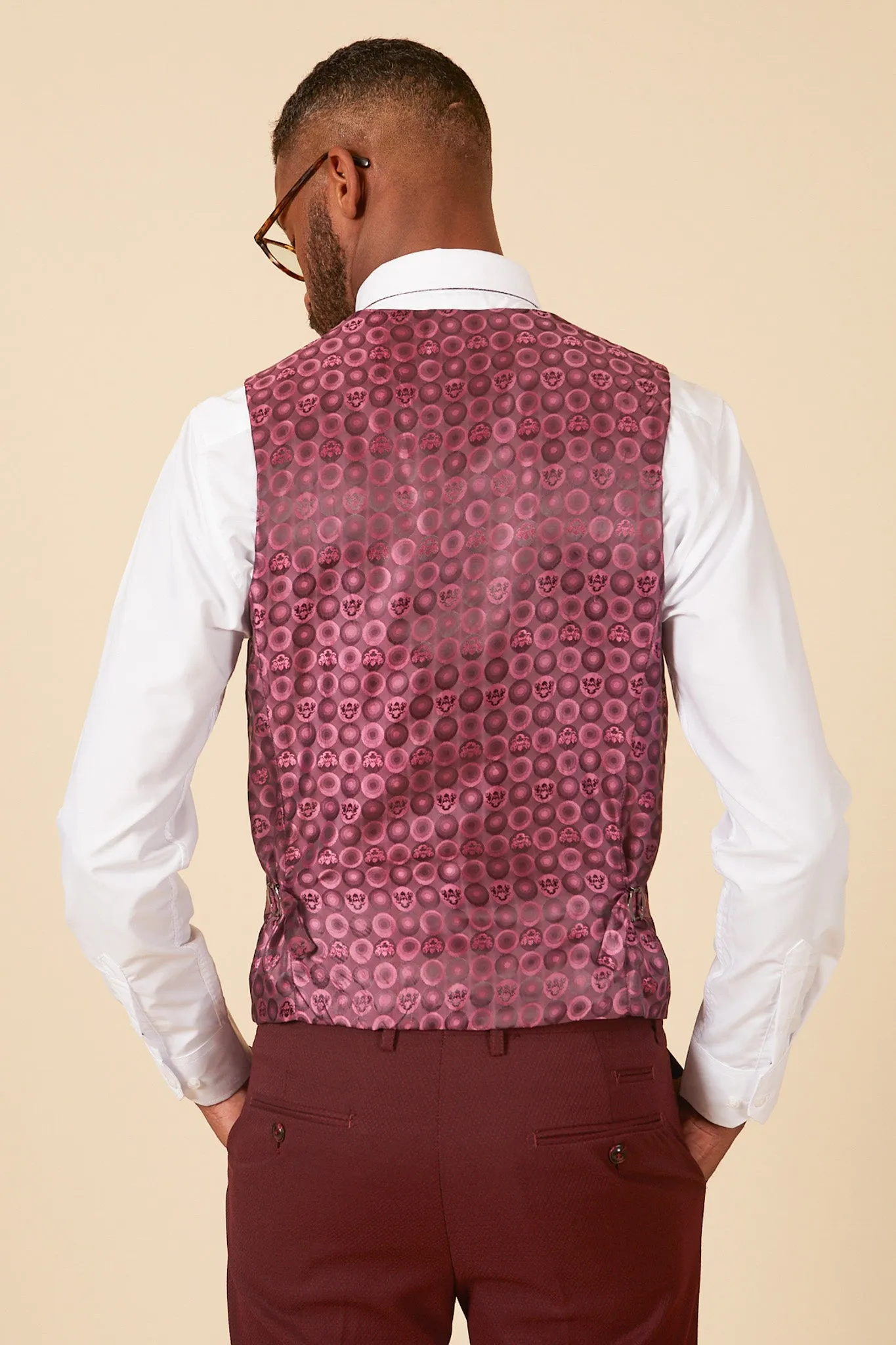 MAX - Wine Single Breasted Waistcoat