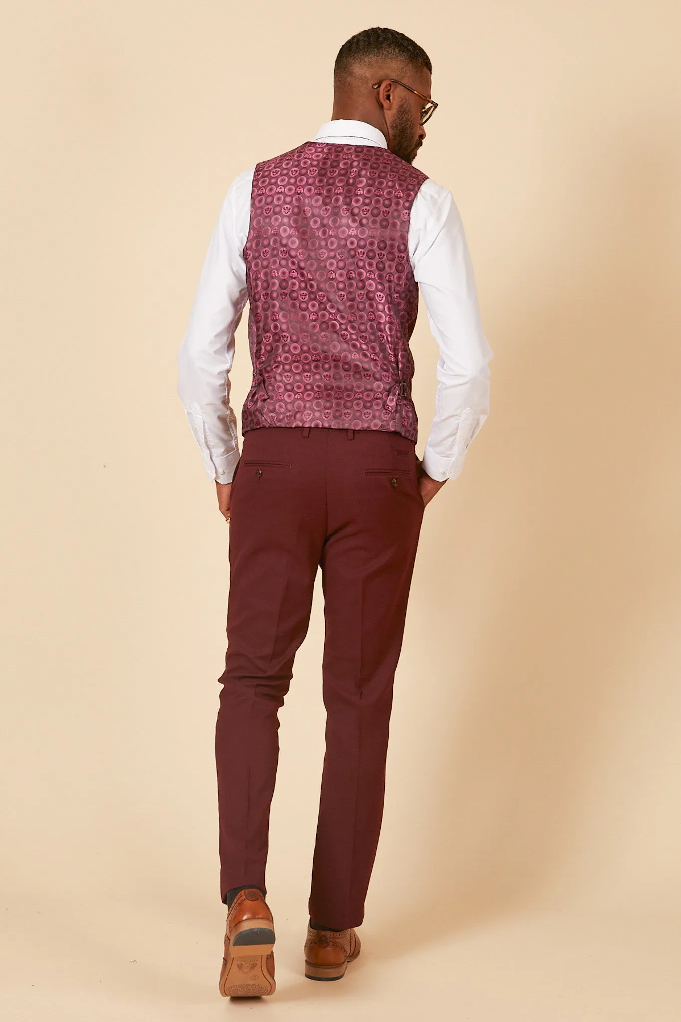 MAX - Wine Single Breasted Waistcoat