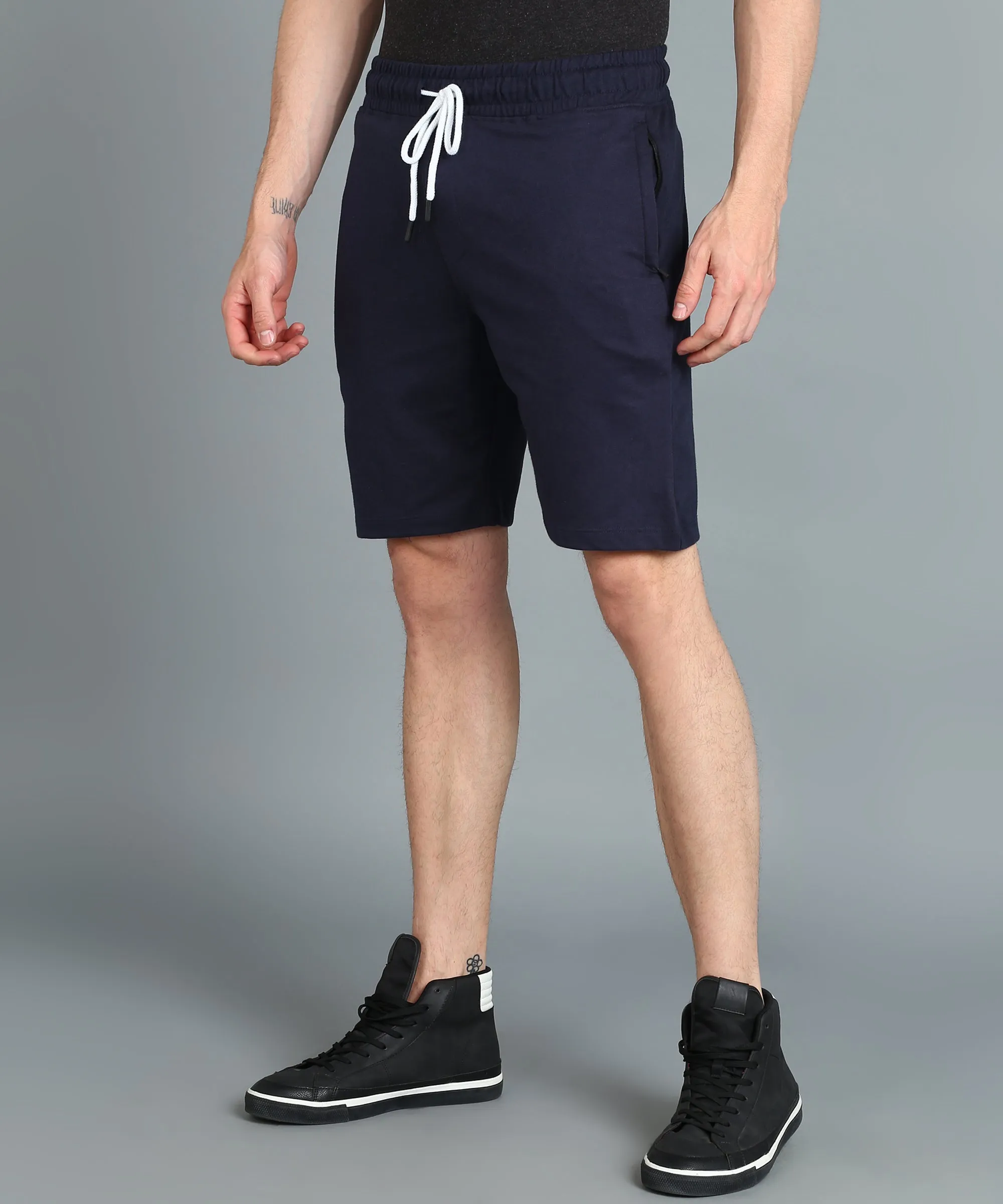 Men's Blue Cotton Regular Shorts Stretchable